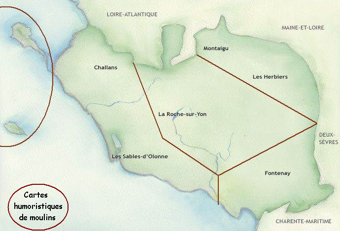 Carte des moulins de Vendée